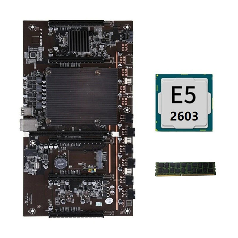 

Материнская плата X79 H61 BTC для майнинга LGA 2011 DDR3 с поддержкой 3060 3080, графическая карта с процессором E5 2603 + память RECC 4G DDR3