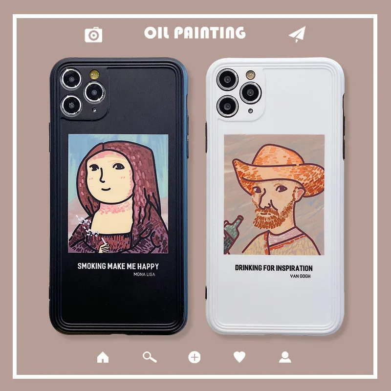 Милый мультяшный Прозрачный чехол для телефона Ван Гога пара силиконовый coque iPhone