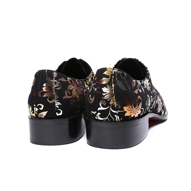 Модные Мужские модельные туфли в деловом стиле с золотым носком украшенные