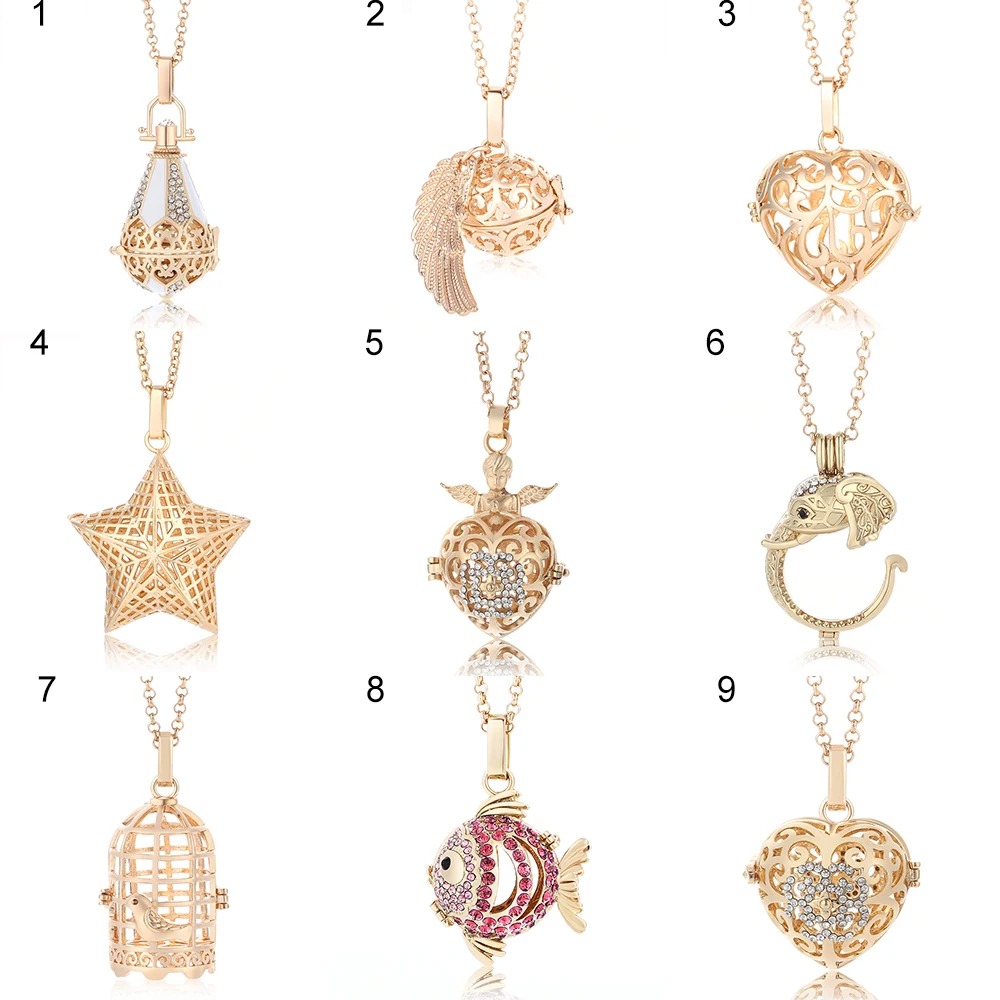 

Promotion mix Color Mexico Music Angel bola Caller Locket gold Necklace Aromatherapy Essential Oil Diffuser Accessories