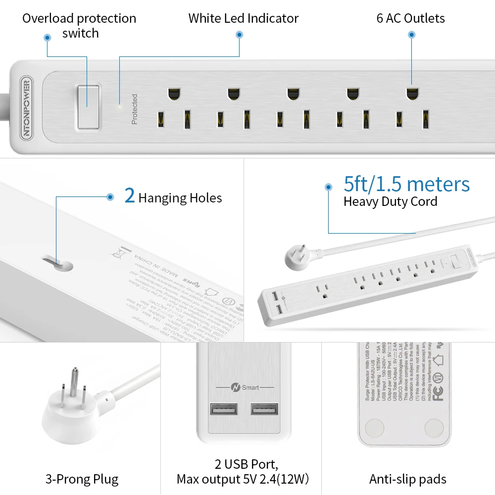 NTON универсальная силовая полоса США вилка УДЛИНИТЕЛЬ шнур выход для защиты от