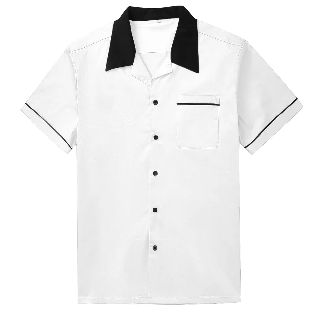 

2021 Bowling Men's Cotton Yellow Casual Short Sleeve Men's Shirt