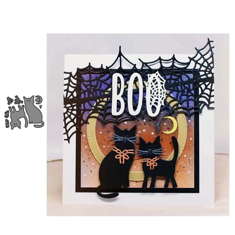 Металлические Вырубные штампы в виде кошки на Хэллоуин вырезанная форма