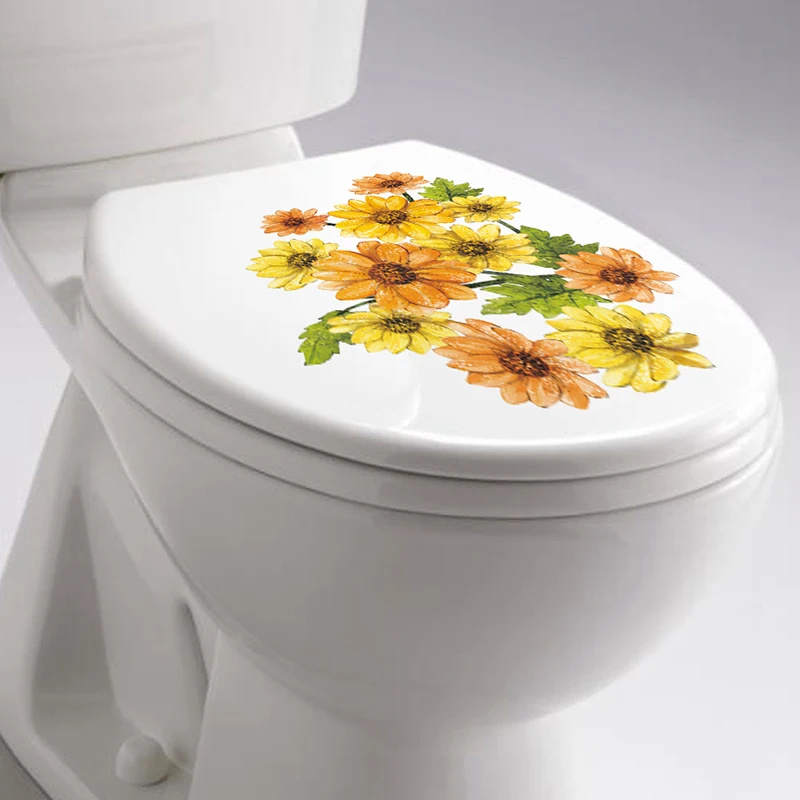 Хризантема наклейки на стену для туалета украшения ванной комнаты аксессуары