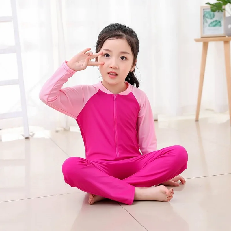 Купальный костюм для девочек мусульманский ислам детские цельные костюмы