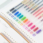 12 Цвет набор ручек для рисования Прозрачный матовый корпус 0,5 мм шариковая вкладыш маркеры письменные канцелярский подарок, офисные школьные A6808