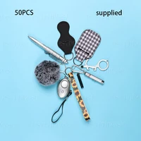 50pcs 2021 women alarm personal keychain set self defense alarm security self protection security alarm key ring for girls