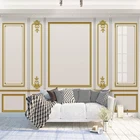 Пользовательские фотообои De Parede Европейский стиль гипс 3D Золотой плед гостиная диван спальня телевизор фон настенные фрески обои