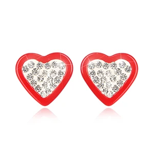 Red Heart Earrings Новинка, уникальный дизайн, красный цвет, серьги-гвоздики из керамики, модный стиль, полный индивидуальности, очаровательные женские серьги, вечерние - Окраска металла: Red Heart Earrings
