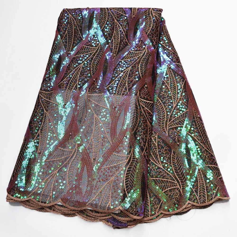 

CS Burning orange Sequins French Tulle Lace Fabric High Quality African Lace Fabric 2020 Latest Milk Silk Lace For Evening Party