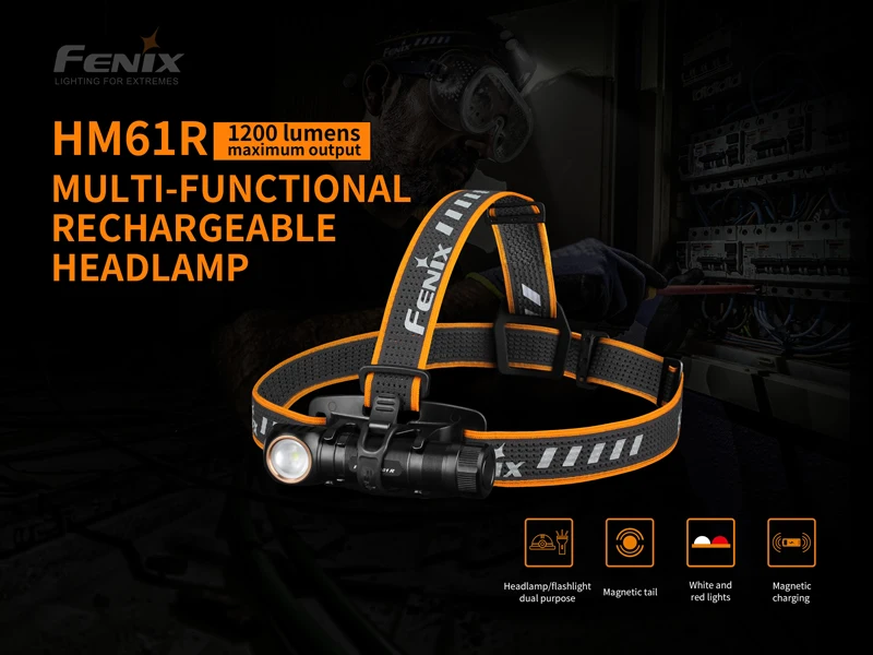 Многофункциональный перезаряжаемый Налобный фонарик Fenix HM61R с магнитной зарядкой от usb с аккумулятором 3500 мАч
