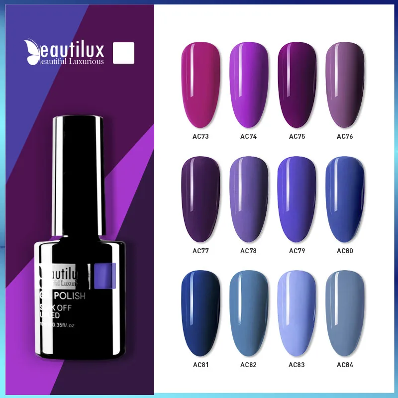 

Beautilux Gel Nail Polish Blue Purple Violet Vintage Classic UV LED Semi Permanent Nails Art Gels Lacquer Color Varnish 10ml