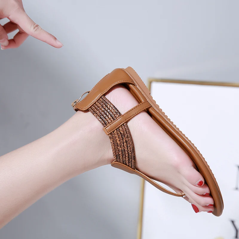 

2021 Women Flat Retro Gladiator Sandals Women's Shoes Casual Flip Flop Boho Bohemia Beach Strap Sandals Summer womens sandals
