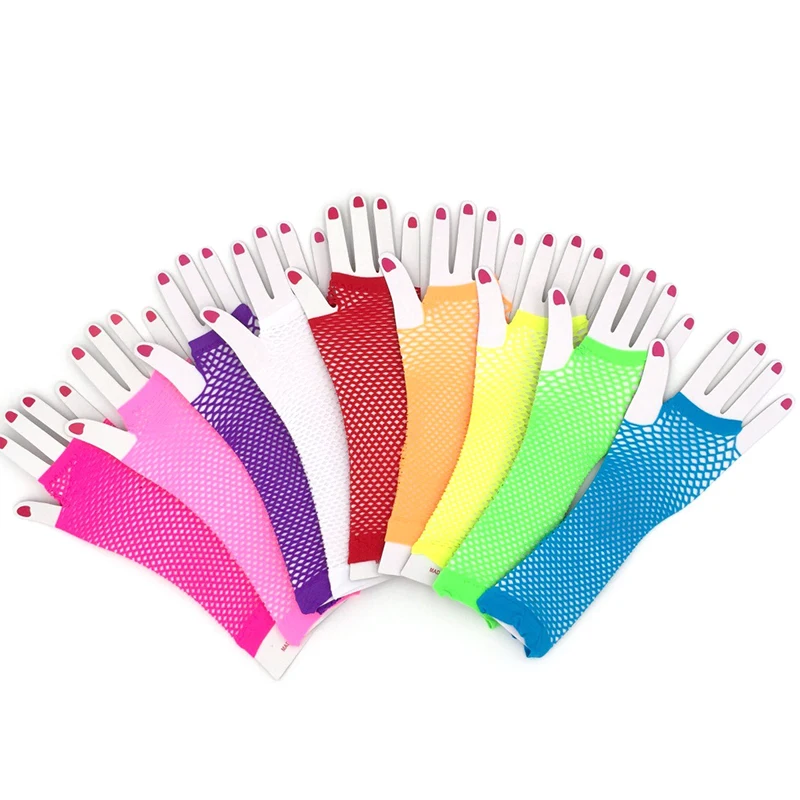 Перчатки женские сетчатые ажурные в стиле панк готика без пальцев танцевальный