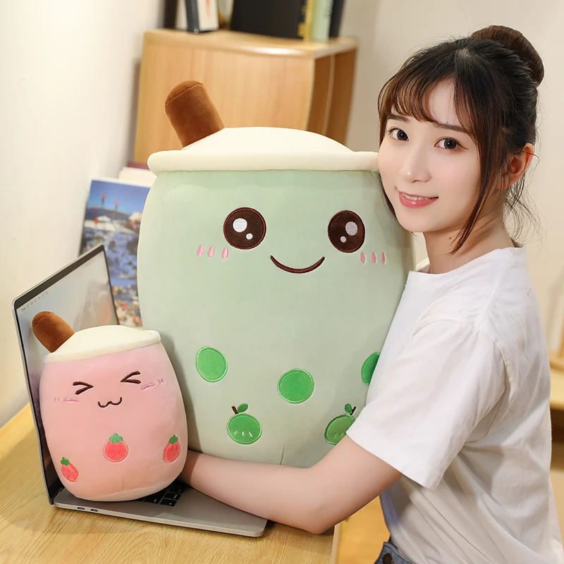

24-70cm New Kawaii Real life Bubble Tea Cup Plush Toy Pillow Stuffed Fruit Milk Tea Cup Doll Sofa Cushion Kids Girl Lovers Gifts