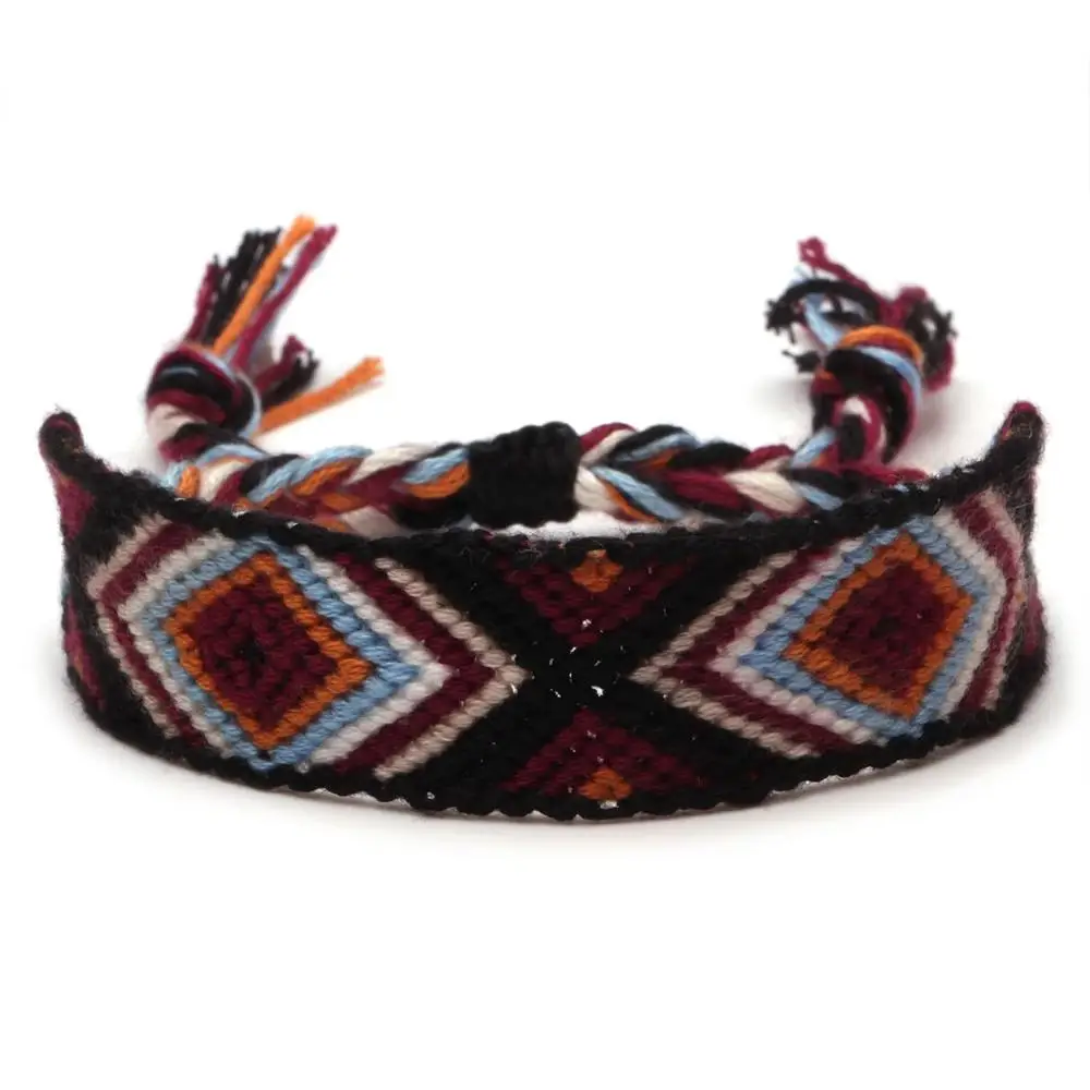 Женский и мужской браслет Boho Evil Eye разноцветный ручной работы с вышивкой в