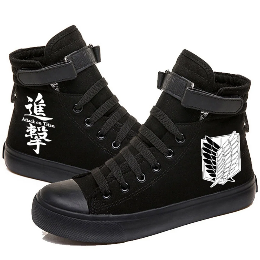 

Холщовые кроссовки с высоким верхом и принтом «атака на Титанов»