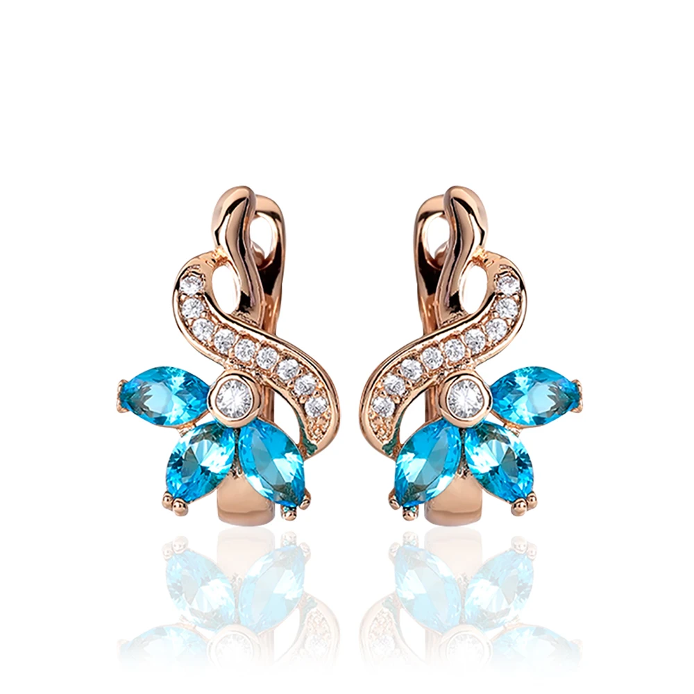 Hanreshe очарование серьги модные вечерние синий красный кристалл в форме