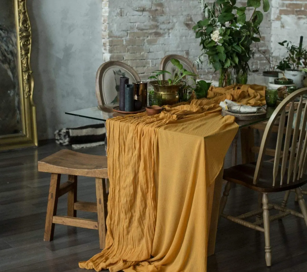 

Romantic Wedding Rustic Boho Style Natural Cotton Elegant Decor Cotton Guaze Table Runners 24 x160inch Cheesecloth Tablecloth