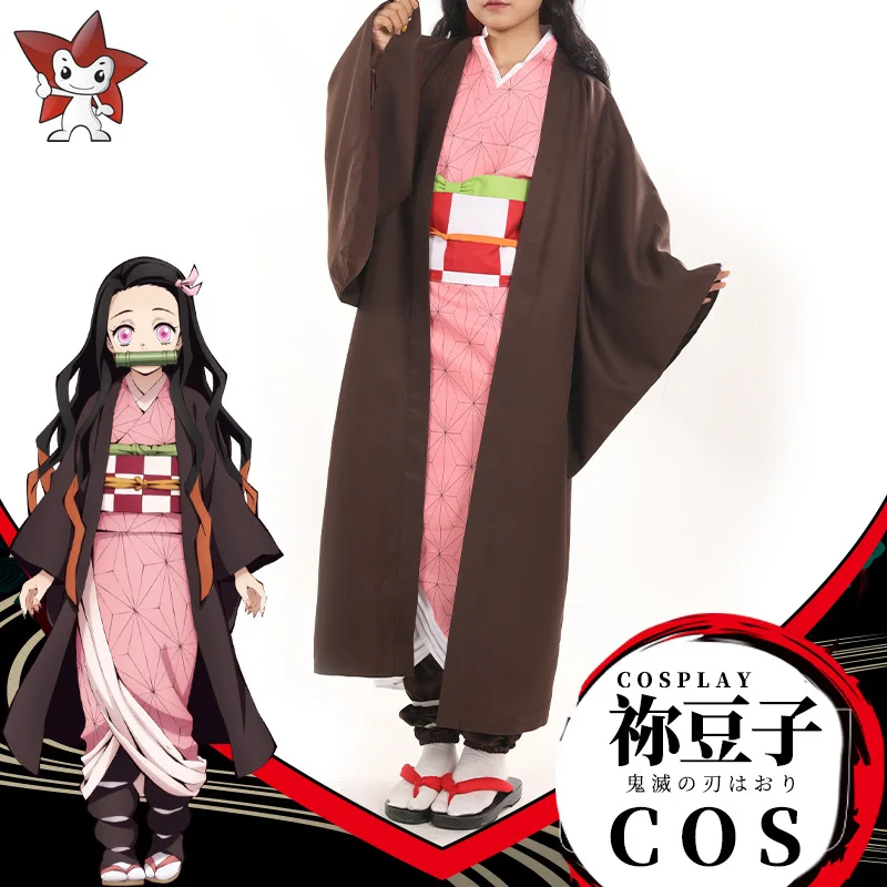 Аниме! Demon Slayer: Kimetsu no Yaiba Kamado Nezuko симпатичное кимоно Униформа карнавальный костюм