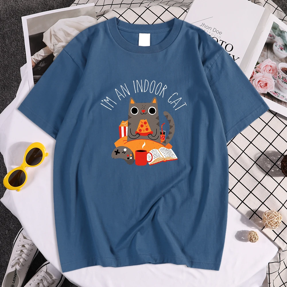 Футболка мужская с принтом сидящего и едящего пиццы повседневная универсальная