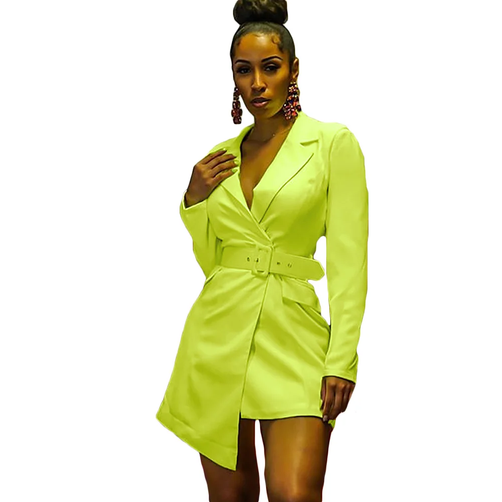 Женский блейзер с длинным рукавом Echoine повседневный пиджак зеленого желтого