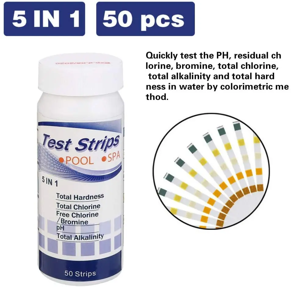 

50pcs Swimming Pool Spa Ph Test Paper Chlorine Ph Value Alkalinity Hardness Test Strips Water Quality Test Household
