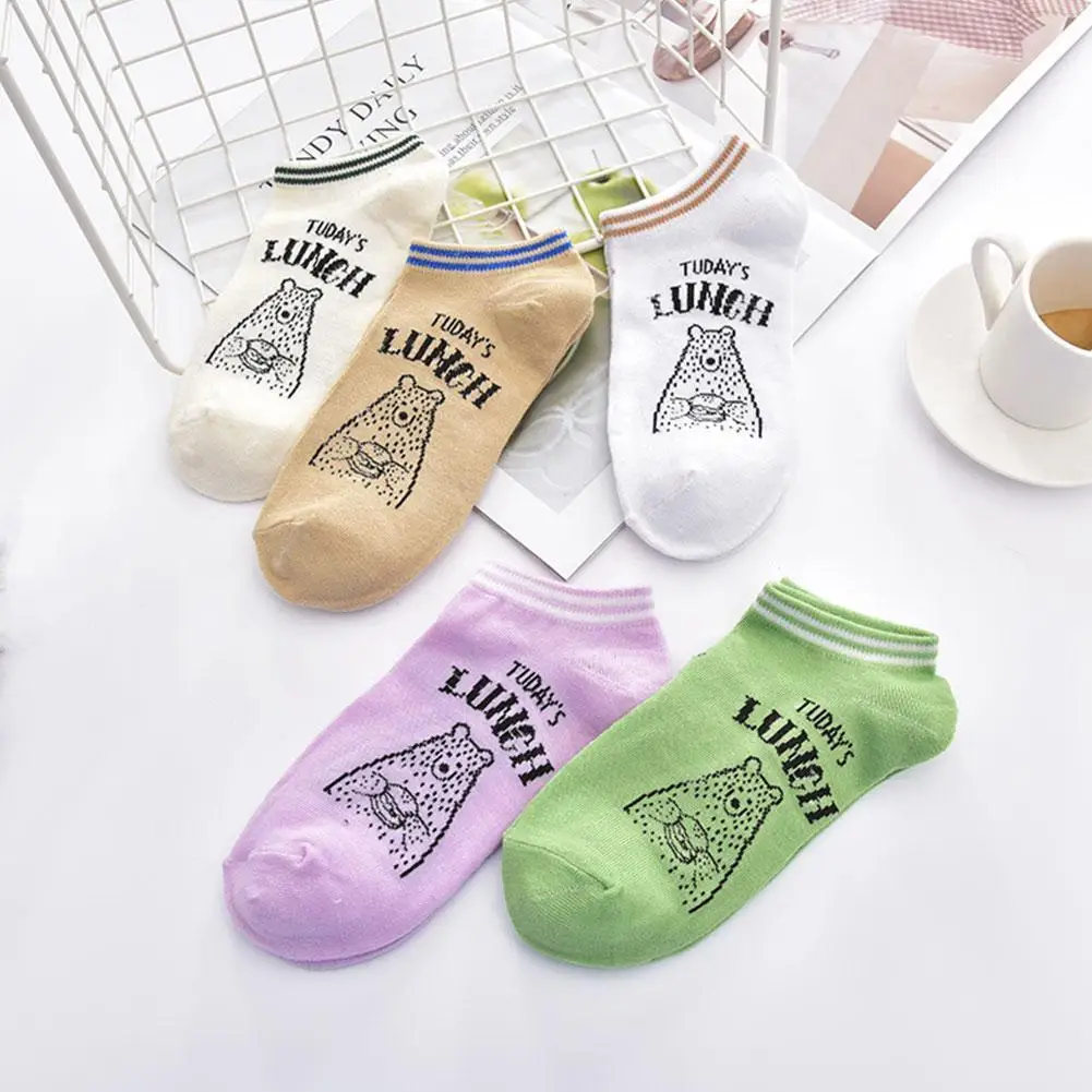 

Cute Harajuku Animal Socks Women Summer Korean Small Socks Ankle Sock Breathable Funny Soft Low Bear Girls Women Cut C0B3
