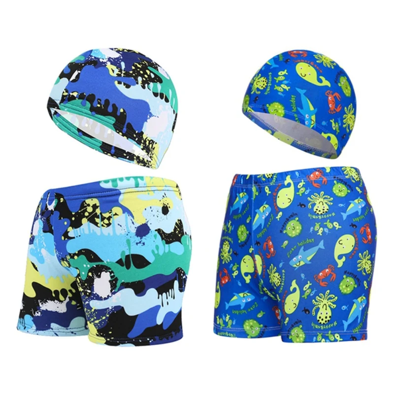 Новинка 2020 комплект для мальчиков с чехлом детские плавки и шапочки купания