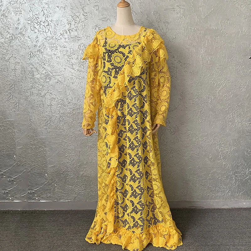 2021 Spring Summer Lace Dress African Women Plus Size Boubou Ankara Dashiki Maxi Dresses Muslim Abayas Fashion Party Clothes