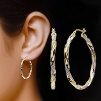 simple stylish women twist hoop earrings gold color delicate gifts versatile style female earring trendy jewelry hot sale