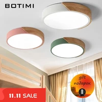 botimi 220v led ceiling lights nordic style round ceiling mounted lamp for bedroom wooden kitchen lighting fixture