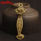 Китайский удачливый брелок Ruyi, подвеска из чистой латуни ручной работы, ювелирные изделия, винтажное медное кольцо для автомобильных ключей, подвеска фэн-шуй, подвеска, подарок