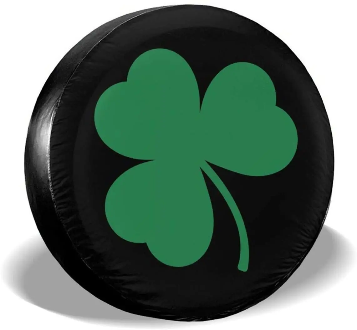 

Green Irish Shamrock Spare Tire Cover Waterproof Dust-Proof UV Sun Wheel Tire Cover Fit for Jeep,Trailer, 15 Inch
