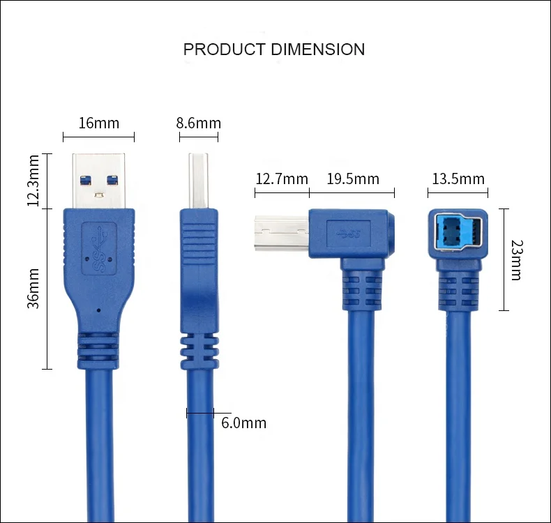 Прямой угол USB 3.0 тип A штекер к Тип B Штекер кабель 2 м 5 3 для док-станции внешние