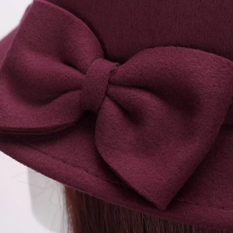 

SHALUOTAOTAO Women's Hat Autumn Winter Lady Brands Fedoras Fashion Noble Bow Panama Ladies Cap Leisure Tourism Sombrero Hats NEW