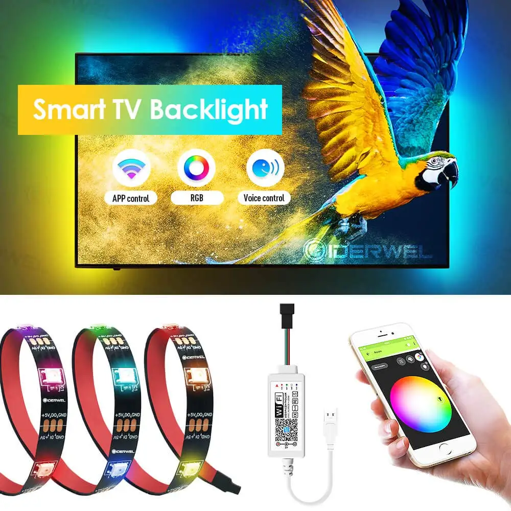 Magic Home WS2812b 5050 RGB светодиодные полосы Набор Wi Fi приложение управление адресуемый