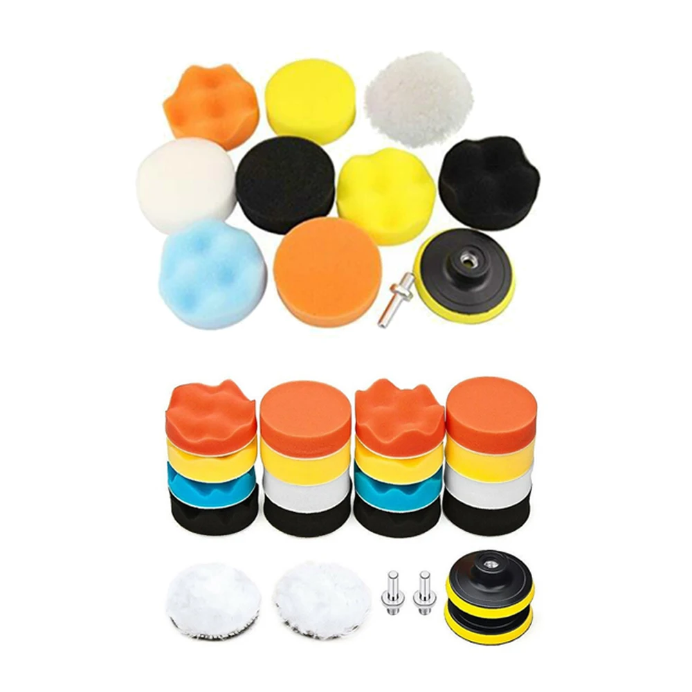 11pcs auto pad drilling polishing sponge kit waxing set 3&quot/80mm Waxed foam seal set|Губки для ваксы| |