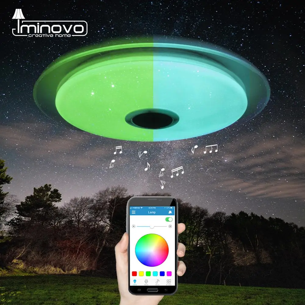 RGB светодиодный потолочный светильник с регулируемой яркостью, Bluetooth, музыкальная лампа, 220 В, дистанционное управление, умное освещение динамиков вечерние, для спальни, гостиной, 36 Вт, 40 Вт