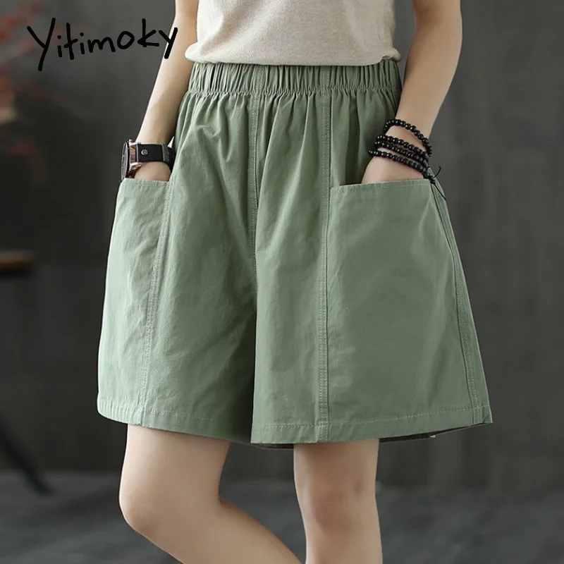 

FAKUNTN Yitimoky High Waisted Shorts Womens Summer Booty Sweat Clothing Black Plus Size Sweatshorts Fashion Elastic Waist Green