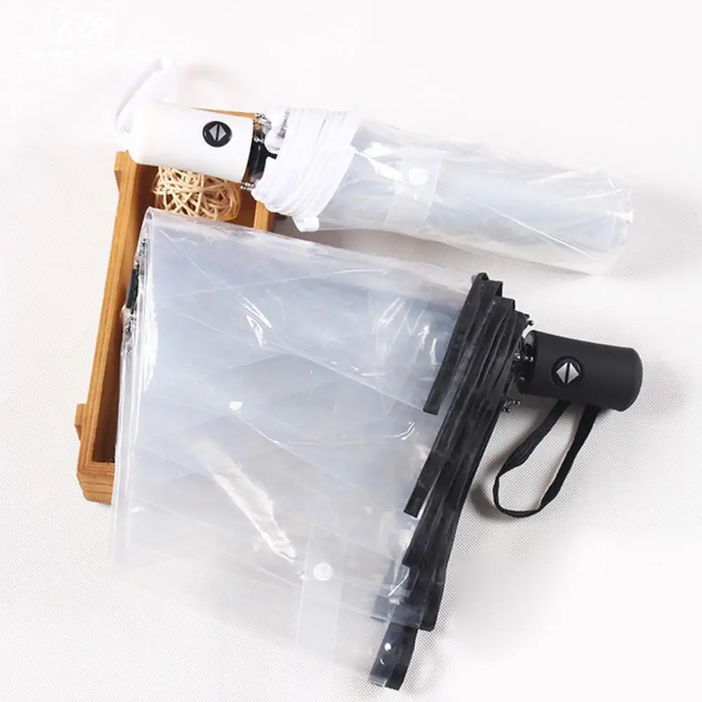 

Прозрачный автоматический складной зонт с толстыми ребрами для мужчин и женщин уличный дорожный деловой ветрозащитный складной зонт