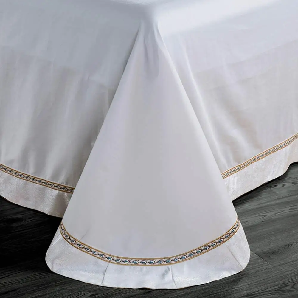 Роскошный Египетский хлопок белый золотой комплект постельного белья 4 шт.