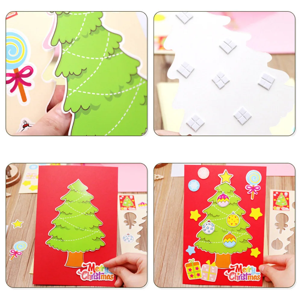 

5 Pcs Children DIY Handmade Christmas Card Kindergarten Baby Santa Claus 3D Greeting Card Craft Educational Toy Gift