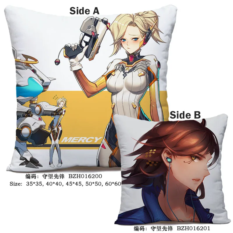 16 45X45 см аниме игра Overwatch наволочка OW dva Mercy Mei Hanzo Genji Reaper Dakimakura Чехол 3D двухсторонний принт наволочка - Цвет: 16