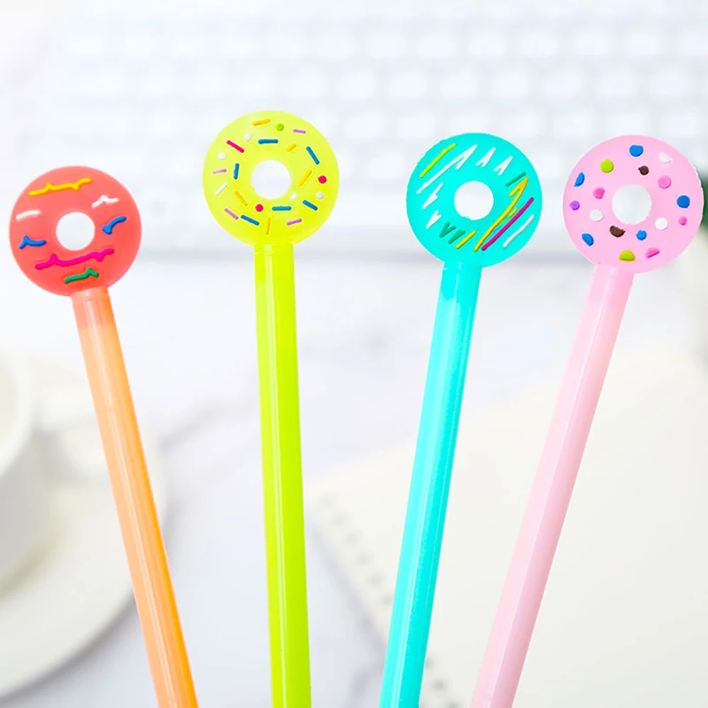 

36Pc Creative Kawaii Donut Gel Pens Cute Funny Stationery Writing Black Ballpoint Rollerball School Student Stuff Thing Kit 2021