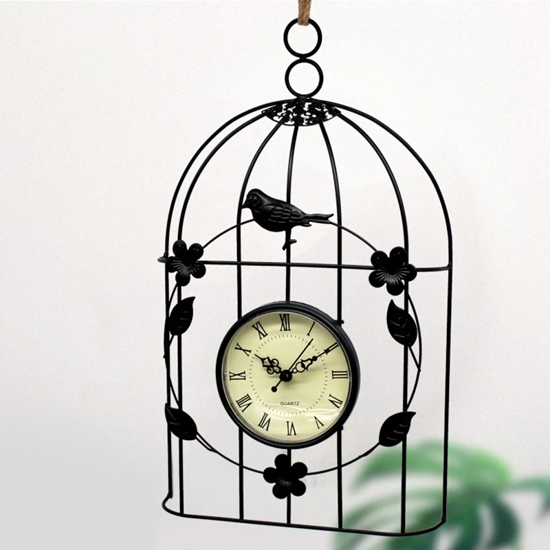 Настенные часы в виде птичьей клетки винтажный декор античном стиле подвесные |