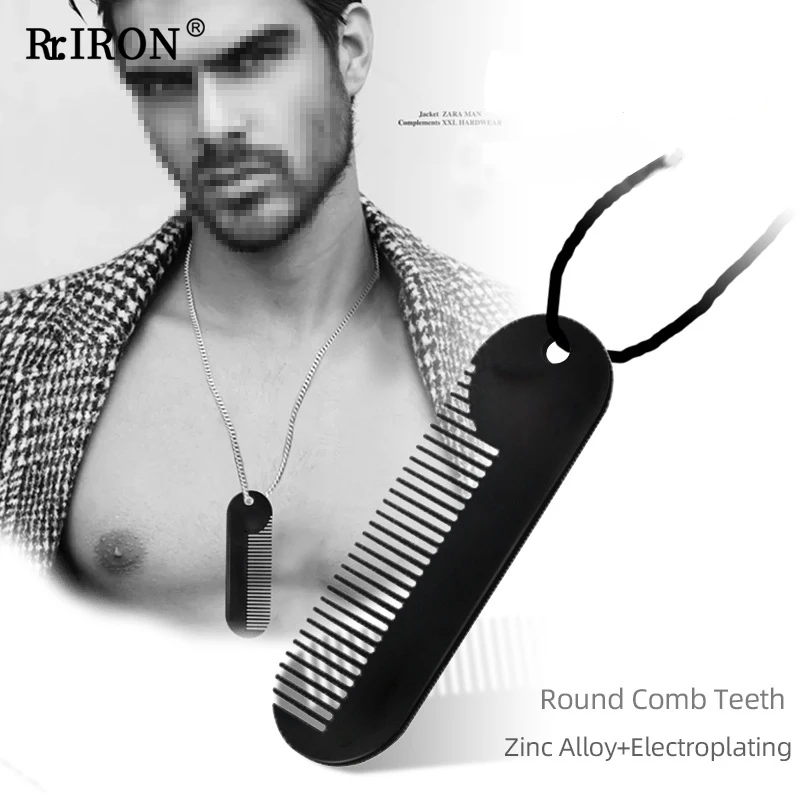 

RIRON Zinc Alloy Mini Pocket Styling Beard Comb Pro Salon Portable Hair Accessories Useful Beard Trimming Tool