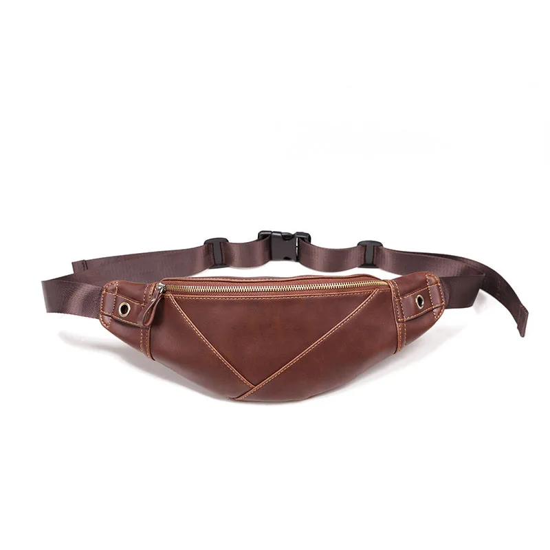 Khaki Waist pack Поясная Сумка мужская черная поясная сумка кожаная поясная Сумка водонепроницаемая сумка на бедрах вместительная банановые сумки молодой особенный мужской Противоугонный чехол - Цвет: Khaki Waist pack