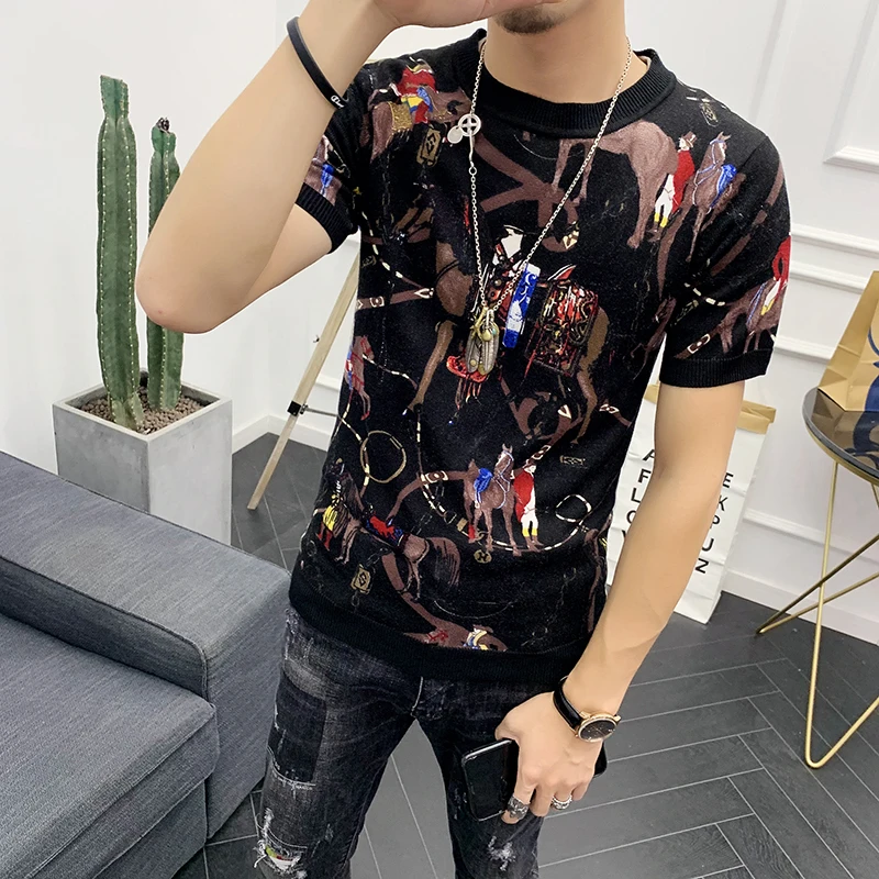 Camisetas Hombre Повседневная футболка Топы с принтом короткая рубашка 2019 короткий