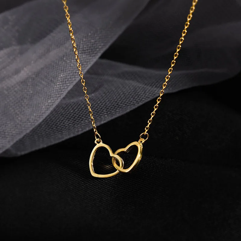 

Trendy Gold Silver Color Love Heart Necklace Cute Clavicle Chain Metal Geometry Pendant Choker For Girl Party Gift Jewelry